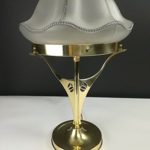 Wiener Tischlampe mit altem Glasschirm, Table Lamp, Nachttischlampe, Seidboardlampe, Herrenzimmerlampe, Bild 2