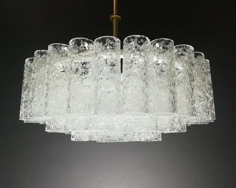 Large Doria Ice Glass Tubes Chandelier, Germany, 1960s, Doria chandelier from the 1960s, sustainable hanging lamp