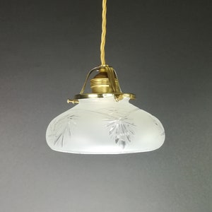 Ceiling light from Vienna, hanging lamp with fabric cable, pendant light with brass ceiling rosette