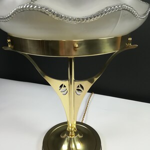 Wiener Tischlampe mit altem Glasschirm, Table Lamp, Nachttischlampe, Seidboardlampe, Herrenzimmerlampe, Bild 5