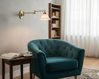 Brass wall light, 2-way swivel, lamp for library