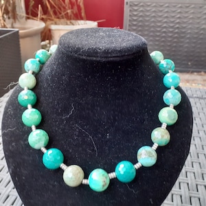 Chrysoprase necklace faceted