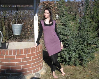 Top Longtop violett Gr. 38, gestrickt, handmade