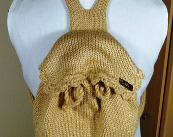 Party backpack gold, knitted