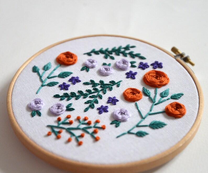 Hand Embroidery Kit Beginner Floral Embroidery Kit For Adult Etsy