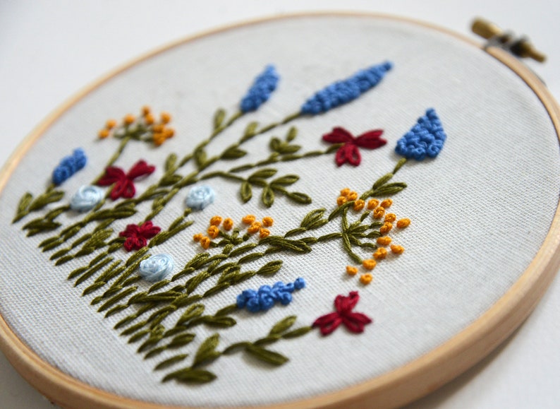 Beginner floral embroidery pattern diy embroidered  etsy