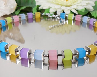 ღ fashionable dice necklace-necklace pastel-Acrylic cube matt