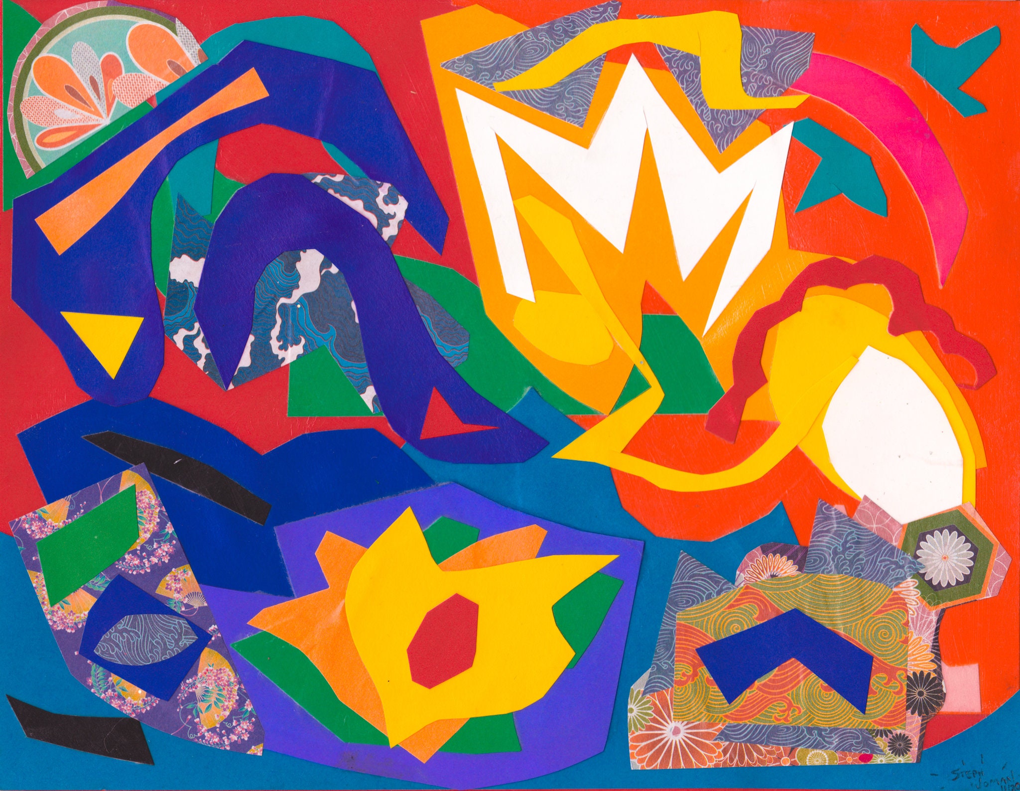 Untitled 10 ORIGINAL Cut Paper/japanese Paper Collage Colorful Abstract