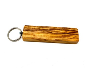 Porte-clés en bois d'olivier avec anneau en métal cadeau souvenir