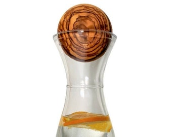 Sfera in legno d'ulivo 8 cm come chiusura per caraffe o bicchieri, repellente per insetti, coperchio, decorazione