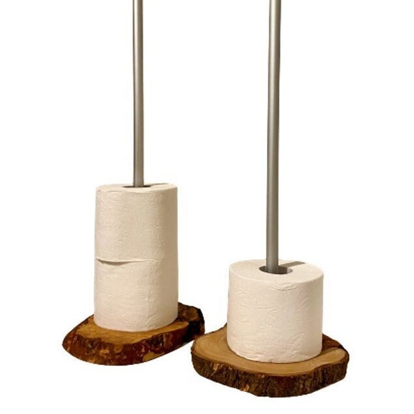 Toilettenrollen-Ständer aus Olivenholz, Toilettenrollenhalter, WC-Papierspender, freistehend, ohne Bohren
