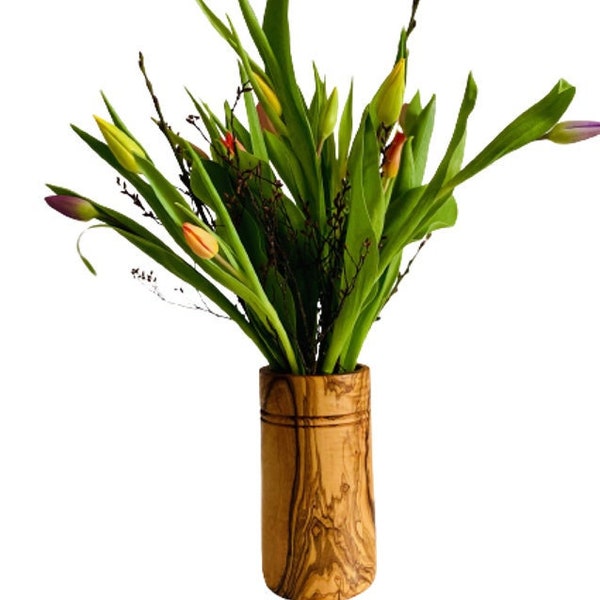 Vase FLORENTINE en bois d'olivier, vase fleuri, vase de table, caractère rustique, alpin chic, chalet chic