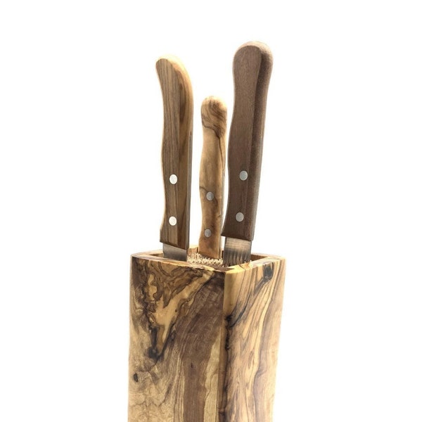 Knife block DESIGN ECKIG / Knifeholder made of olive wood