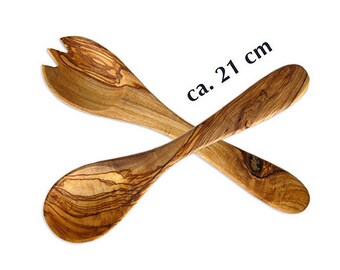 Salad servers SMALL, approx. 21 cm made of olive wood