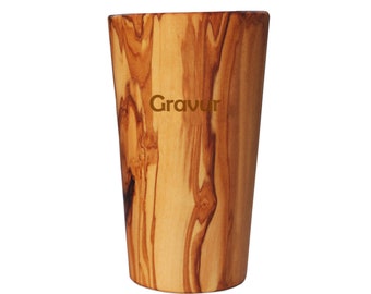 Toothbrush cup BIG plus engraving, olive wood