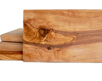 Set of 4 Breakfast boards angular, about 10 x 6 inch, olive wood