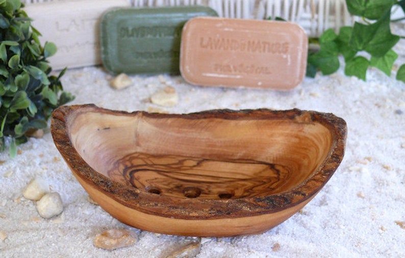 Soap dish rustic oval LARGE, olive wood image 3