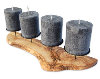 Rustic candle holder ADVENT made of olive wood for 4 candles