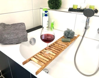 Bath shelf LUXURY length approx. 75 cm made of olive wood Wellness relaxation