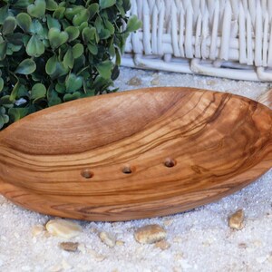 Soap dish oval made of olive wood 6 inches long image 2