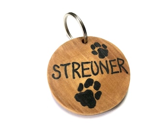 Personalized dog tag BIG with name and phone number, olive wood, dog tag, dog tag, gift dog, animal tag