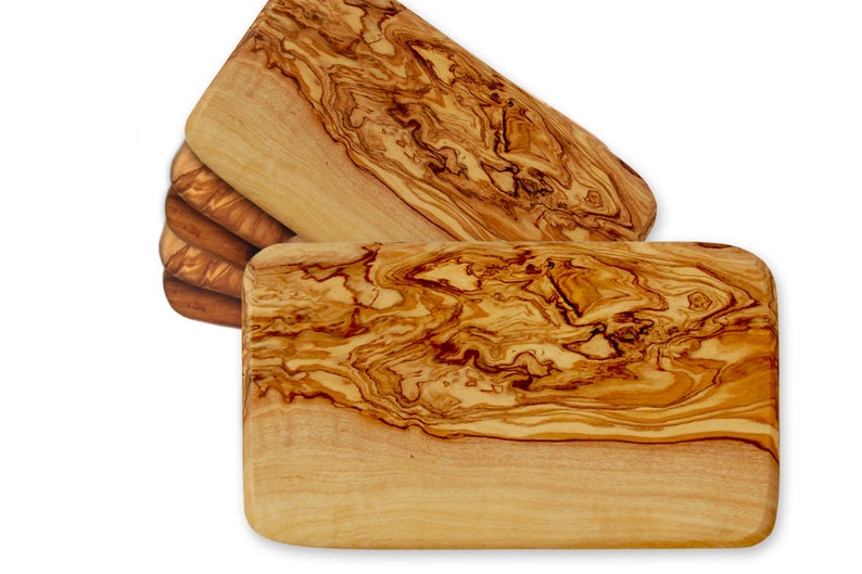 6x Breakfast board approx. 8.7 x 5.5 x 0.4 inches, olive wood image 1