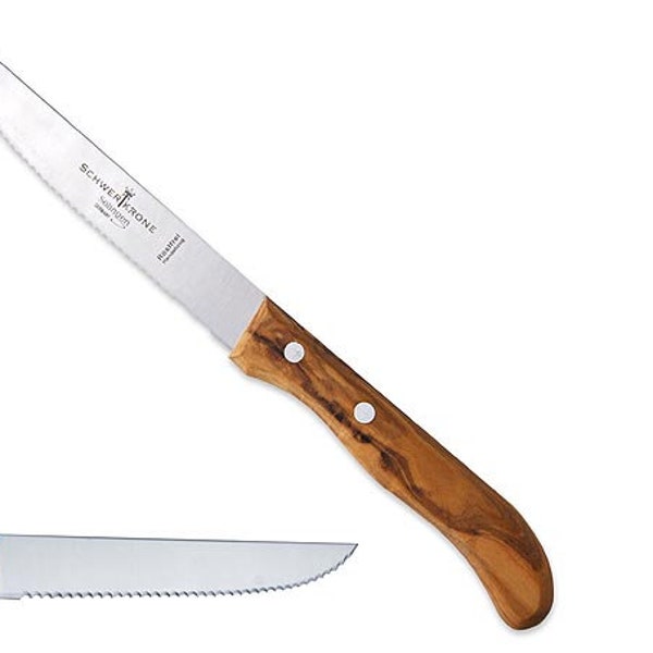 Steak knife with olive wood handle