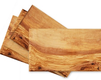 Set of 4 Breakfast boards 25 x 15 cm with bevelled edges made of olive wood