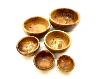 Set di 6 ciotole rotonde in legno d'ulivo