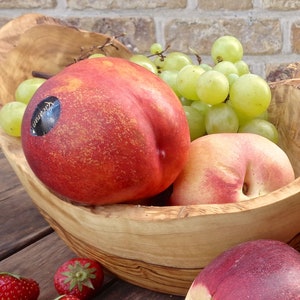 Fruit bowl rustic approx. 9.8 11.4 inches made of olive wood image 1