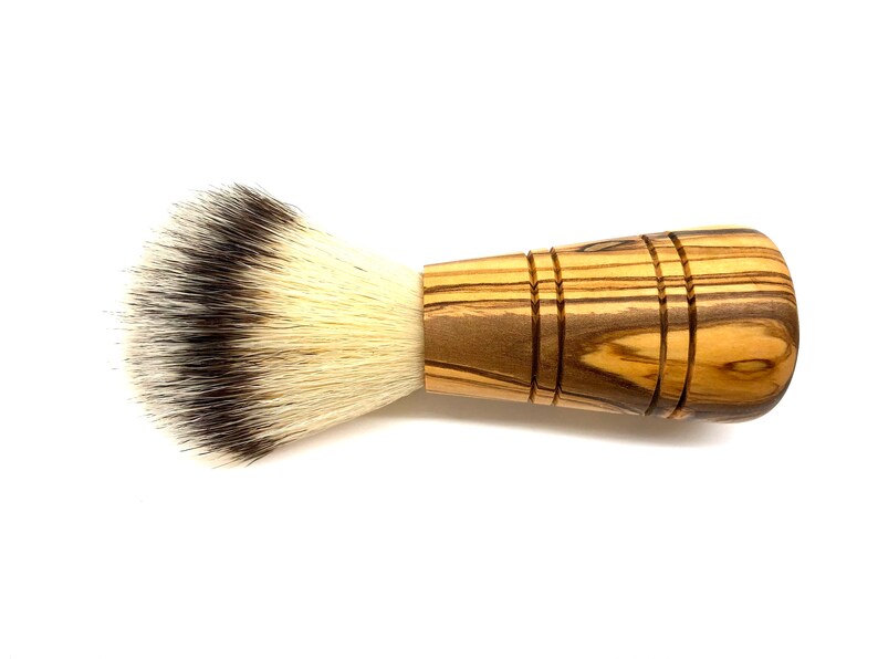 Shaving brush SIR GEORGE vegan synthetic hair with olive wood handle image 1