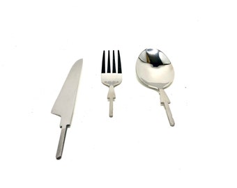 Set di 3 posate in puro acciaio inox “a salve”