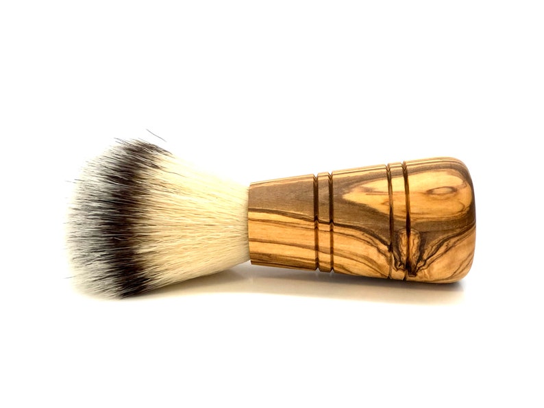 Shaving brush SIR GEORGE vegan synthetic hair with olive wood handle image 4