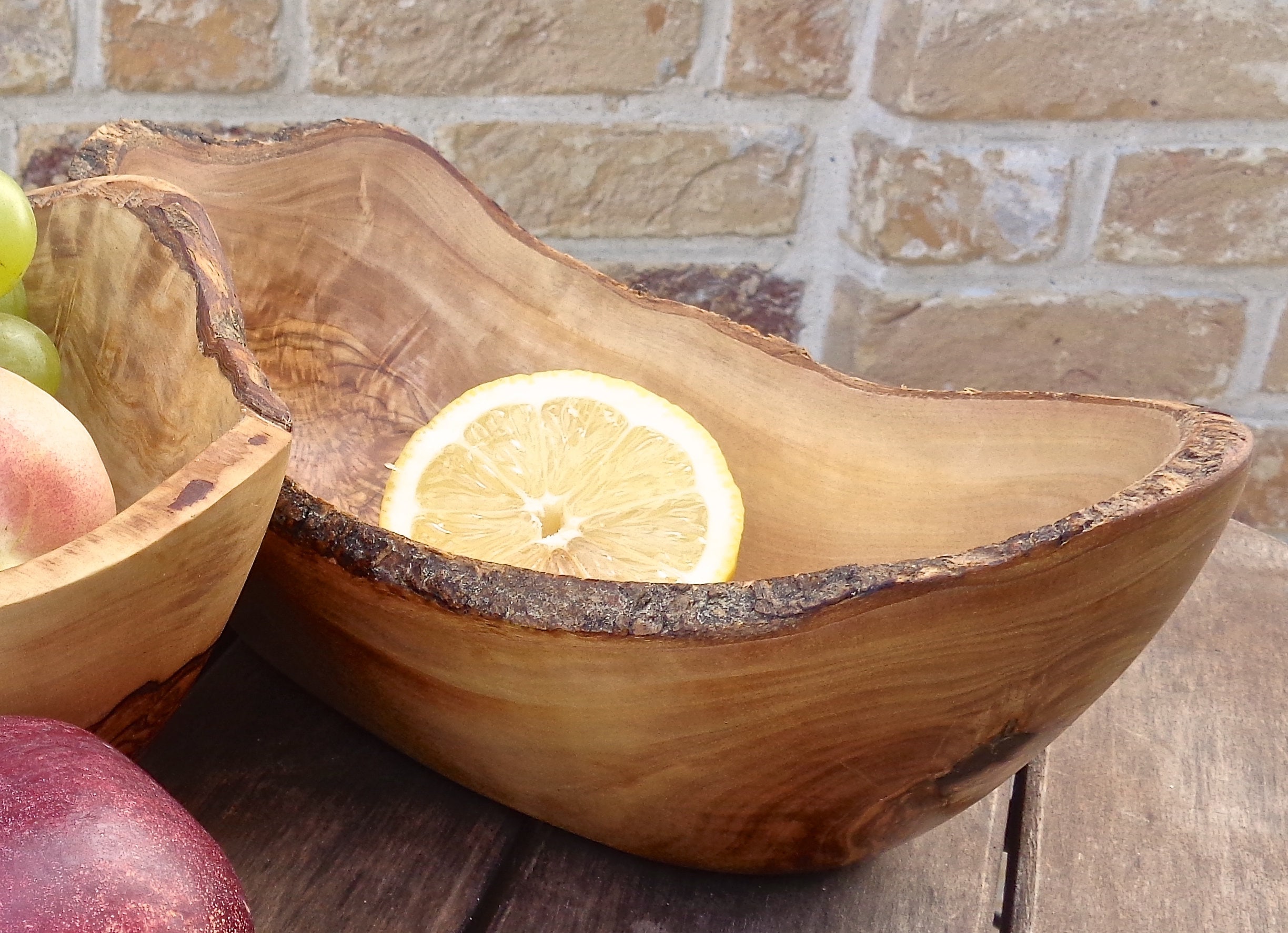 Large Olive Wood Fruit Bowl - Oval