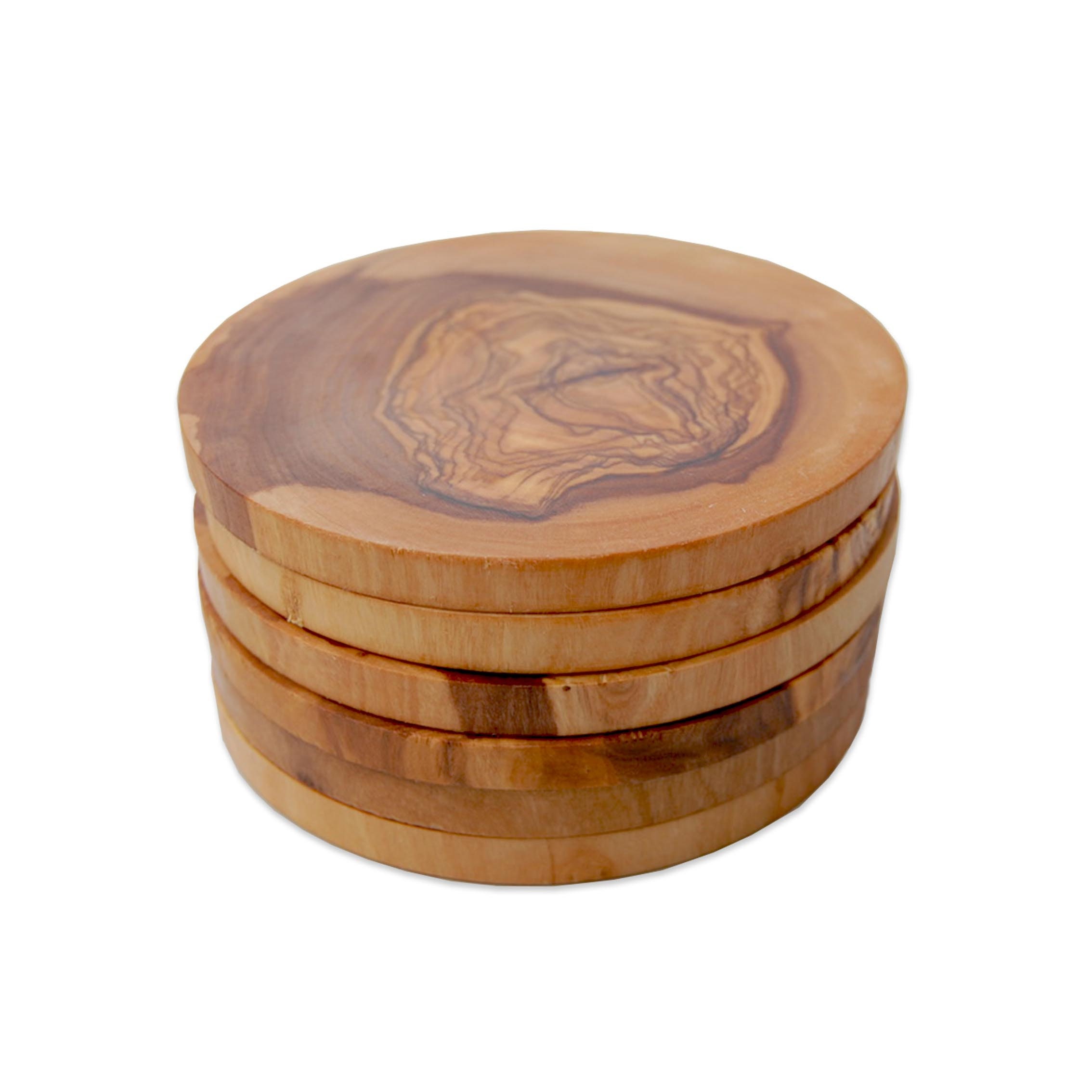 Set of 4, 4'' Rustic Wood Coasters, Wooden Drink Coasters, Hostess