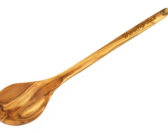 Cooking spoon with engraving made of olive wood