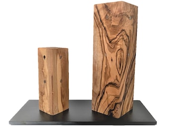 Knife block SKYLINE made of olive wood, magnetic strip, magnets protect knife blades, order in the kitchen