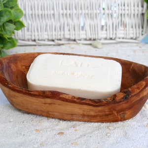 Soap dish rustic oval LARGE, olive wood image 2