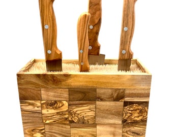 Ceppo portacoltelli MANHATTAN MOSAIC in legno d'ulivo