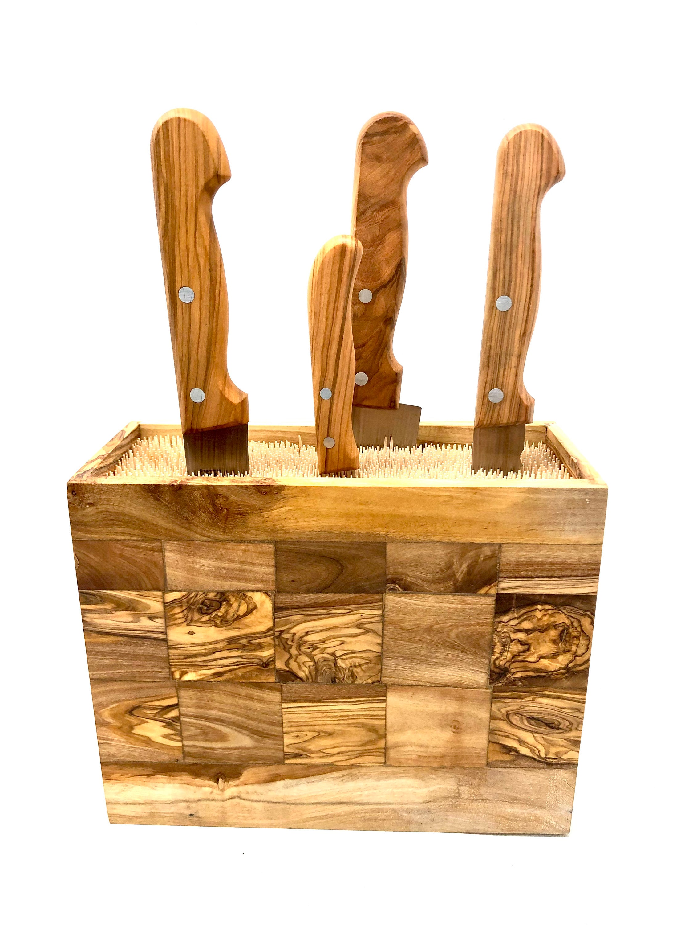 5.5“ Steak Knife Block Holder without Knives with 8 Slots - Eco-friendly  Wooden Steak Knife Storage Block only - Space Saver-Compact Design Steak
