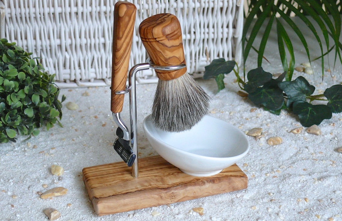 Set of Shaving Brush Holder Shaving Brush and Razor Etsy