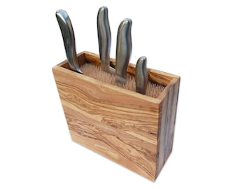 Knife block MANHATTAN made of olive wood