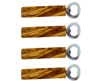 Set of 4 bottle openers ECKI with handle made of olive wood, man, father's day, grandpa, beer, bottle opener, midwife, gift, barbecue