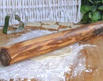 Olivenholz Handarbeit Teigroller Massiv Nudelholz Länge wählbar Pizzarolle