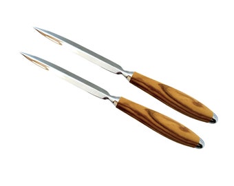 Set of 2 letter openers with olive wood handle OFFICE, open envelope, blade, office, accessory, gift, desk accessory