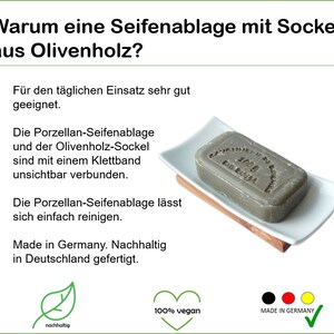 Seifenablage Porzellan auf Olivenholzfuß Bild 5