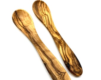 2 Egg spoons / spoons for dips,  olive wood