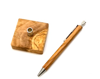 Porte-stylo - Stylo bille ARTHUR et socle en bois d'olivier