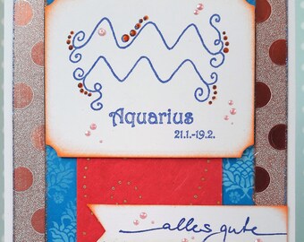 Glückwunschkarte Sternzeichen "Aquarius"-bunt