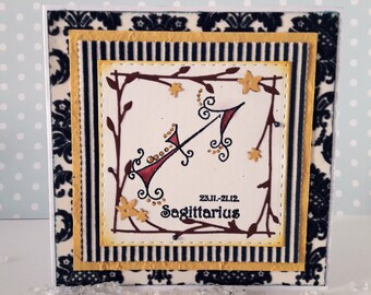 Congratulatory card zodiac sign "Sagittarius"
